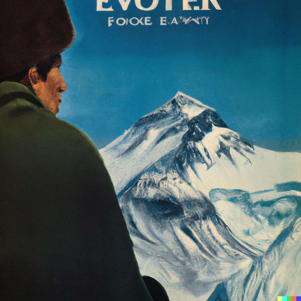 someone gazing at Mount Everest, front cover of Vogue, 1960